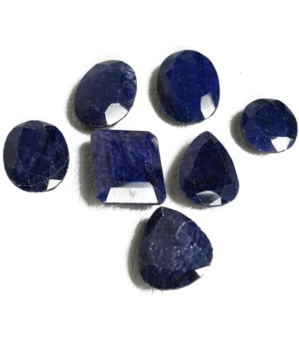 Amazon.com: Natural 6 光芒珍貴星藍藍寶石散寶石配對混合凸圓形藍星